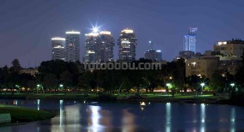 природа, ночь, город, небоскребы