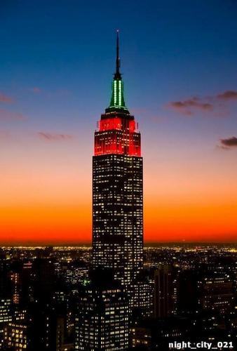 Эмпайр, Стейт, Билдинг, город, закат, небоскреб