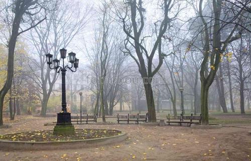 парк, фонарь, лавочка