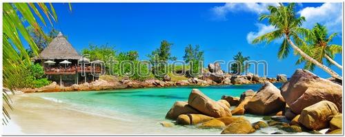 остров, пальмы, дом, Бали, камни, океан, пляж, песок