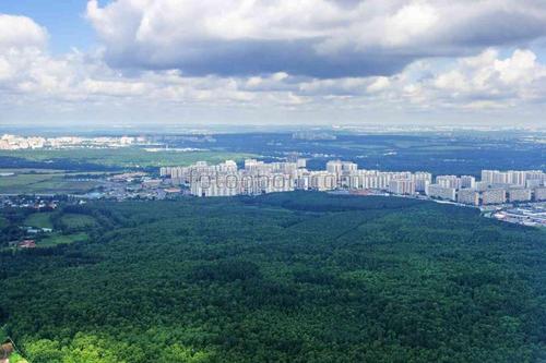 город, высота, небо, лес, природа