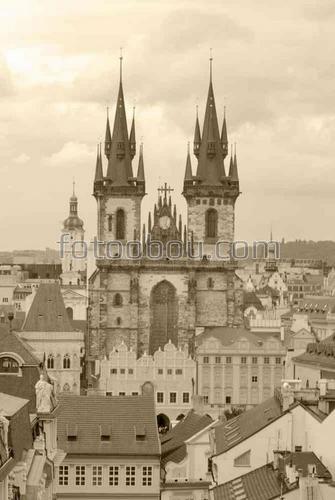 город, прага, чехия, замок, ретро