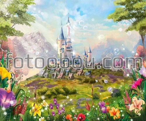 для детей, замок, цветы, природа, дисней