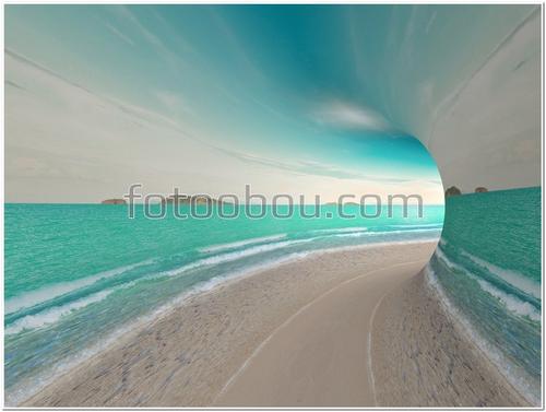 туннель, море, вода, пляж, бирюзовый, 3Д