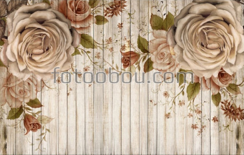 розы, 3д, деревянная стена, коричневые розы, 3d, на стену, стена, дизайнерские