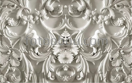 Лепка на стене, Птицы на ветвях