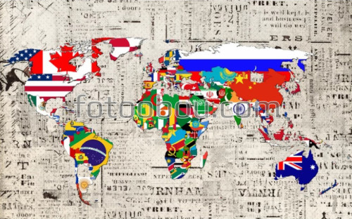 карта мира, флаги, страны, дизайнерские, на стену, стена