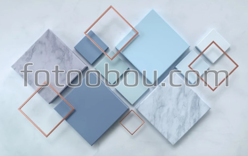 квадрат, синий, фотообои квадрат, 3д фотообои