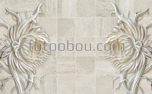 астра, цветы, 3д, 3d, плитка,  барельеф, дизайнерские