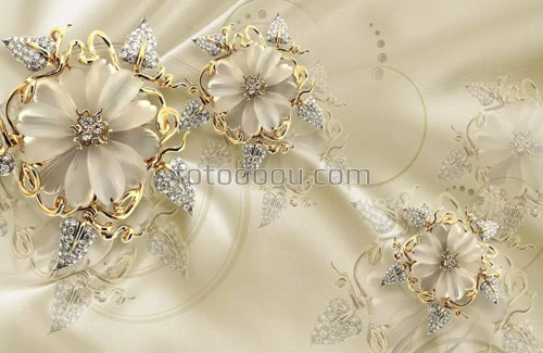 цветы, бежевый, стразы, шелк