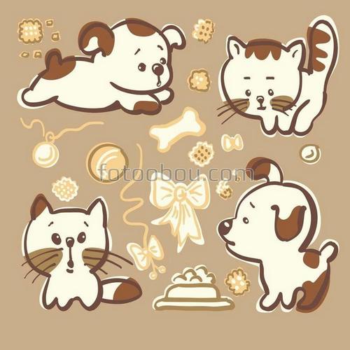 мультфильм, для детей, животные, котенок, щенок