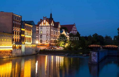 природа, ночь, город, река