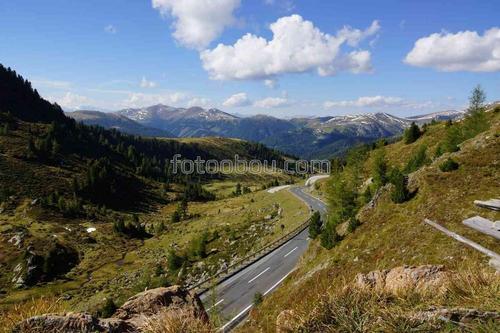 природа, небо, облака, горы, дорога