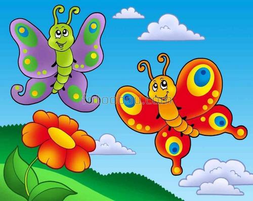 мультфильм, для детей, цветок, бабочки, природа