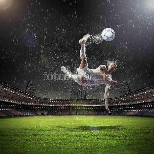 дождь, спорт, удар, футбол, мяч, парень
