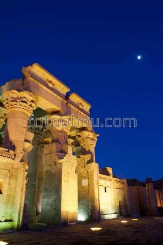 храм, египет, природа, ночь, звездное небо