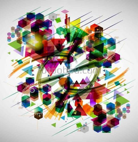 абстракция, геометрические, треугольники, круги, шестиугольники