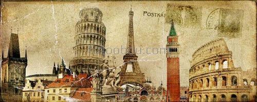 архитектура, замки, часы, исторические здания, почтовые карточки