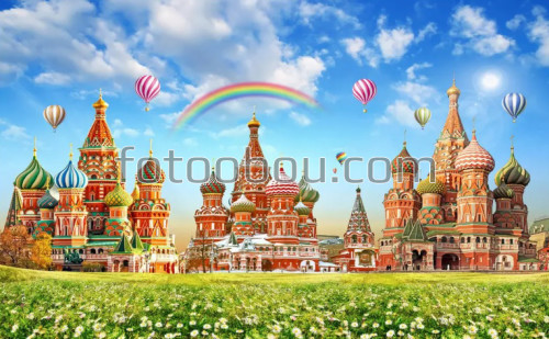 Радуга над Кремлем, кремль, Москва, радуга, шары, воздушные шары