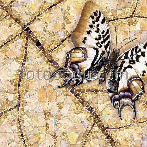 бабочка, лист, мозаика
