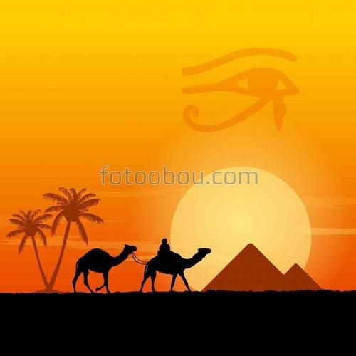 путешествие, египет, караван, пирамиды, песок, пустыня, закат