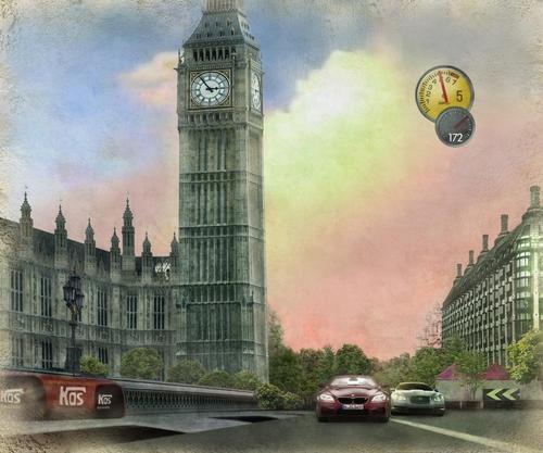 Лондон ,машины ,биг-бен ,город,небо