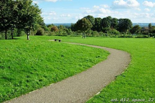 Дорожка, серый, гравий, трава, деревья