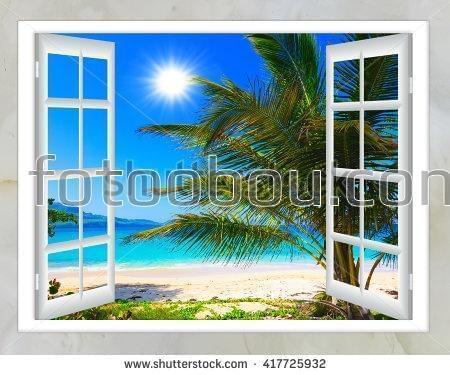 океан, море, пальмы, остров, виз из окна