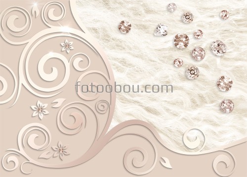 бриллиант, цветок, абстракция, бежевый, 3d, 3д