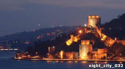 море, город, огни, ночь