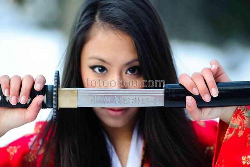 природа, девушка, катана, восток