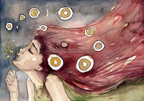 девушка, для детей, одуванчики, картина, живопись