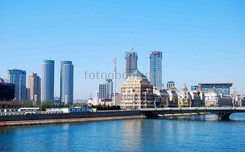 город, восток, китай, набережная,мост, река, небоскребы