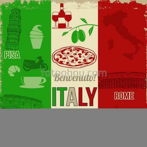 вино, башня, спагетти, Италия, символика, флаг