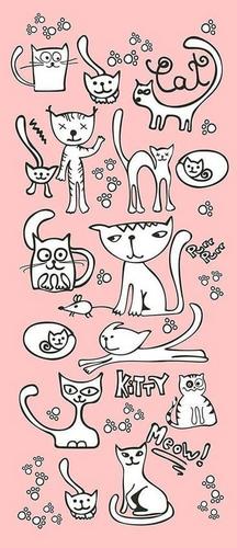 кошки, следы, розовые, белые