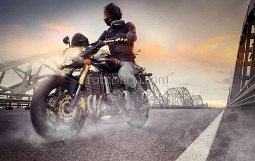 Байкер, мотоцикл, техника, мост