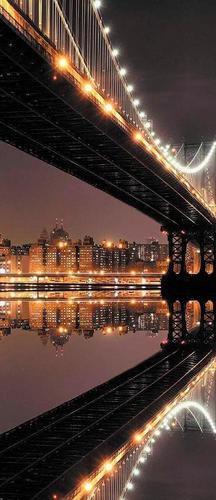 мост, вода, отражение, фонари