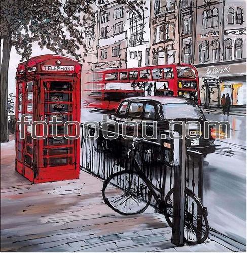 англия, лондон, улица, автомобиль, автобус