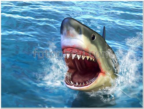 акула, челюсти, море, океан, вода, зубы