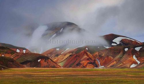 природа, горы, туман, риолит, исландия