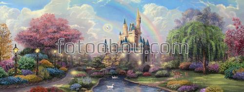 замок, сказка, фея, радуга, река