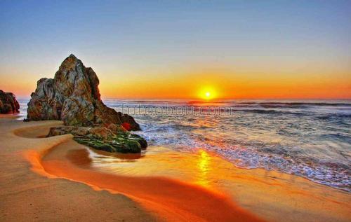 природа, закат, море, пляж, песок