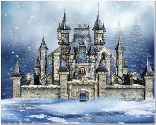 детские, дворец, замок, зима, снег