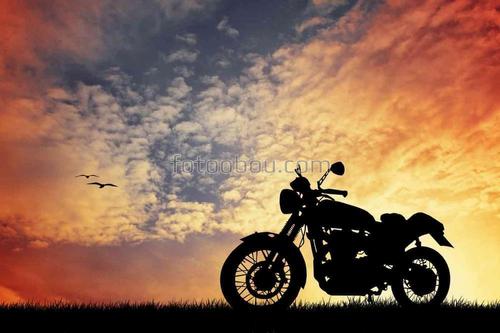 мотоцикл, техника, закат, природа, небо, облака