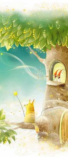 кот, дерево, гномы, ветка