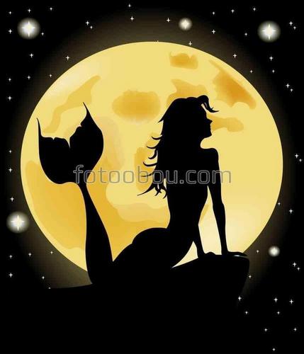 Русалка, ночь, луна