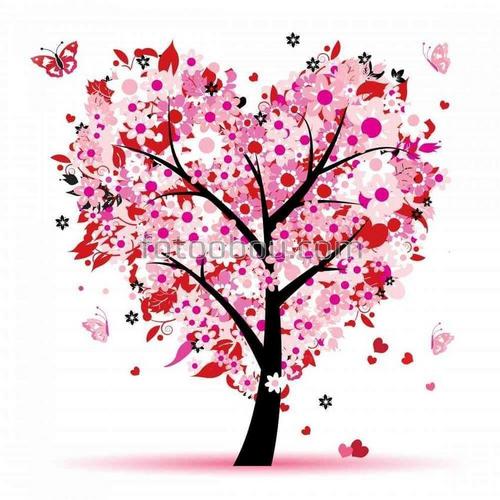 любовь, дерево, рисунок, бабочки