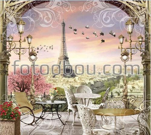 беседка, париж, эйфелева башня, кафе, терраса