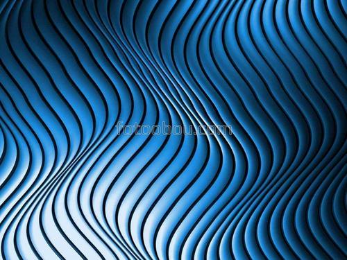 синий, волны, абстракция, стена