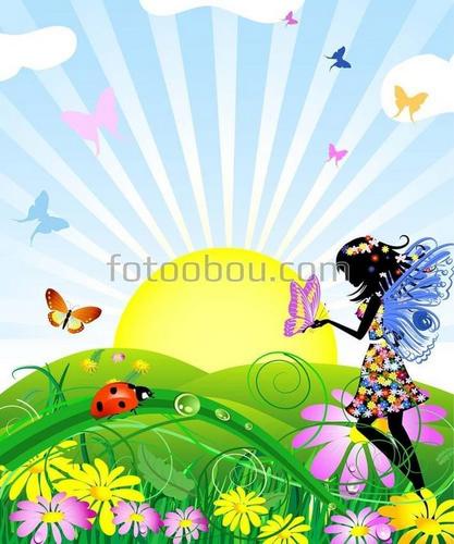 феи, сказка, для девочек, детские, поле природа, рассвет